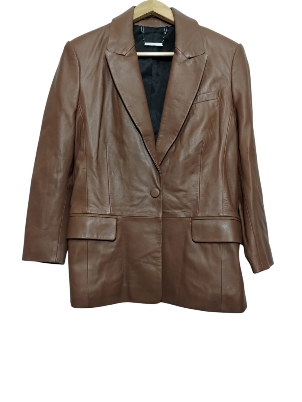 Bagatelle City Soft Leather Womens L Blazer Jacket Classic Neutral